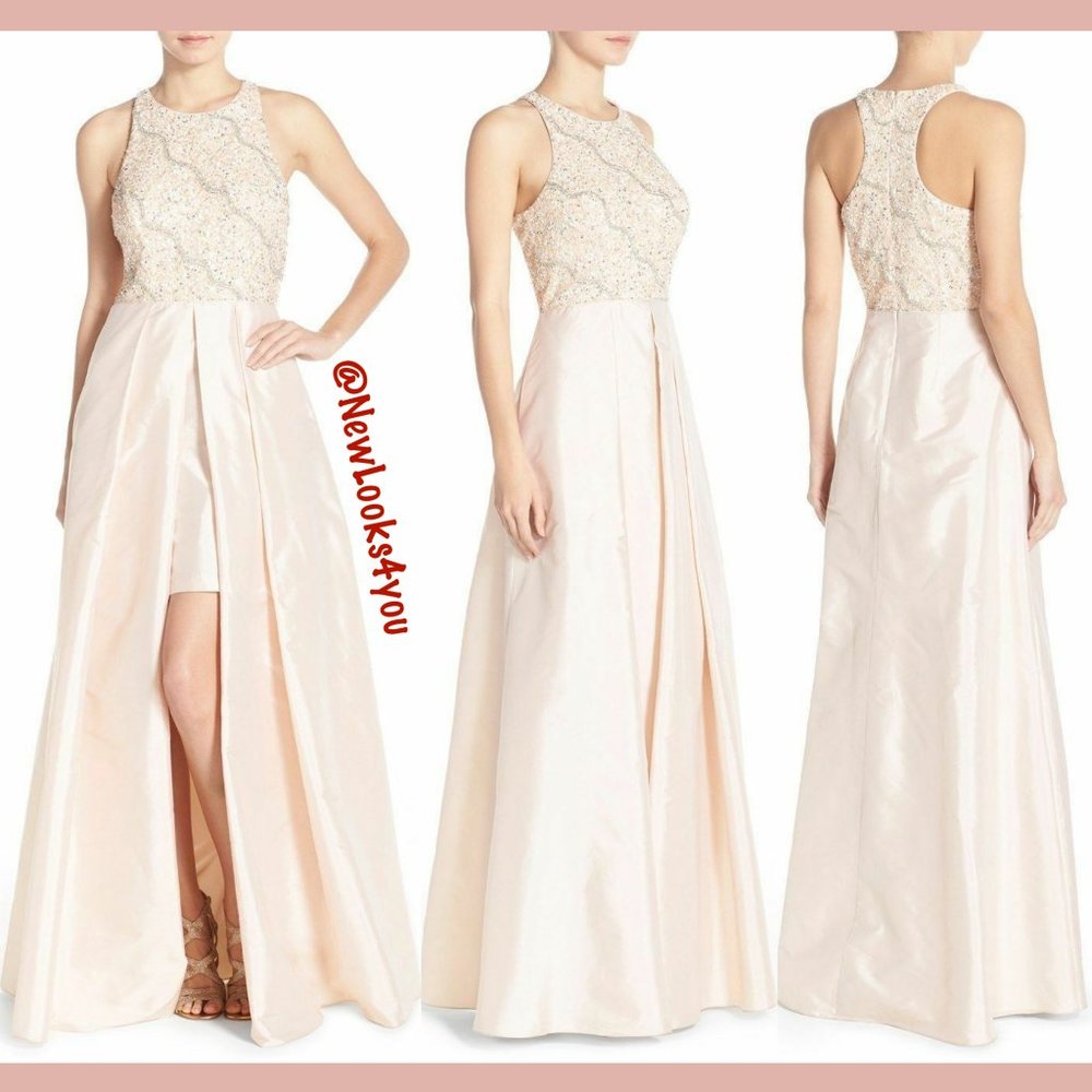 NWD $368‎ Adrianna Papell Embellished Taffeta Ballgown in Pink [SZ 8 ]